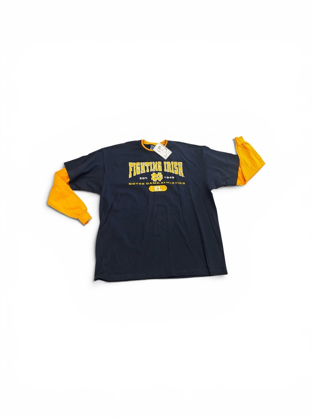 NWT Notre Dame Fighting Irish New Old Stock Layered T-shirt Licensed Vintage XL